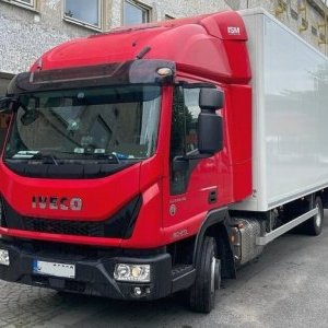 foto 7.5t load 39m3/6.6m box+bar 16palets Iveco air bed furgon